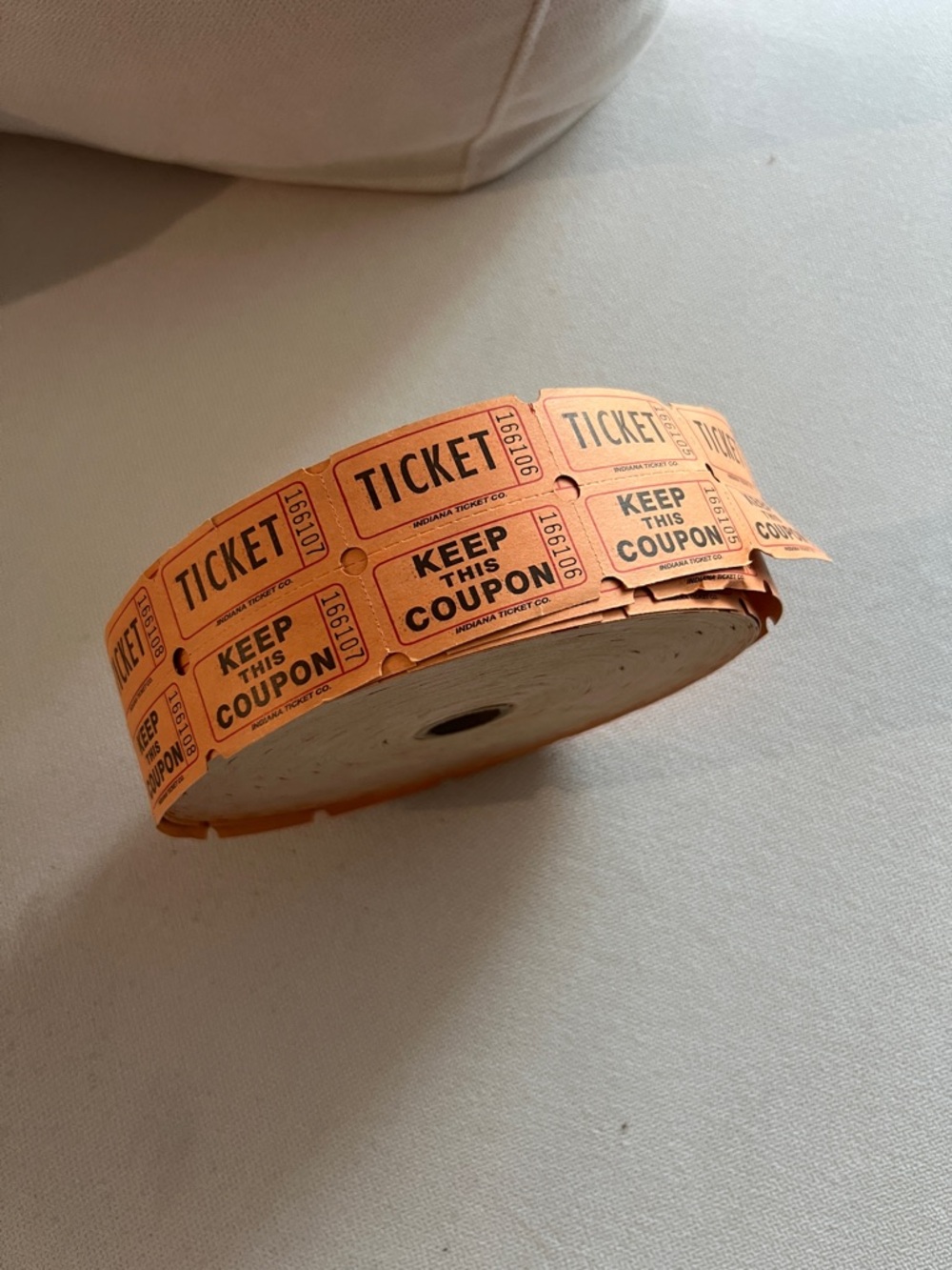 Orange Raffle Tickets Roll - Event Ticket Stubs